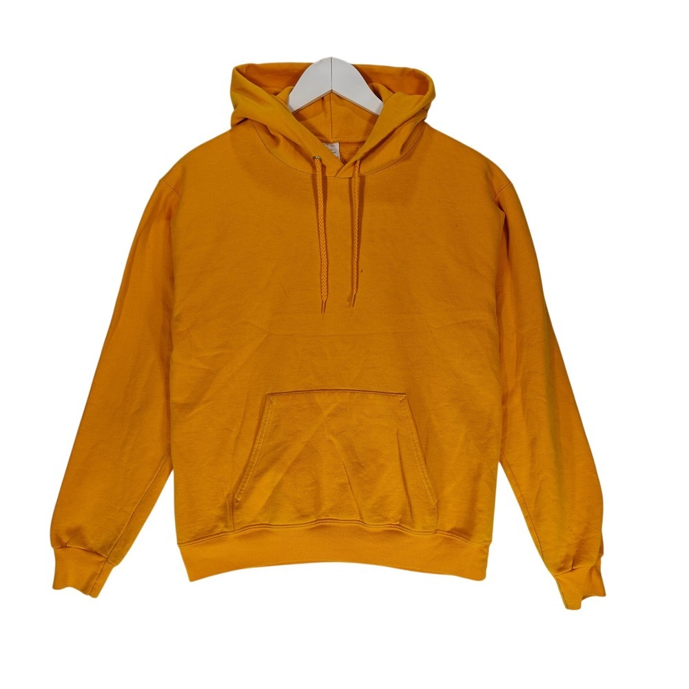Hanes EcoSmart Hoodie Mens Small Gold Yellow Pullover Sweatshirt Fleece Pockets